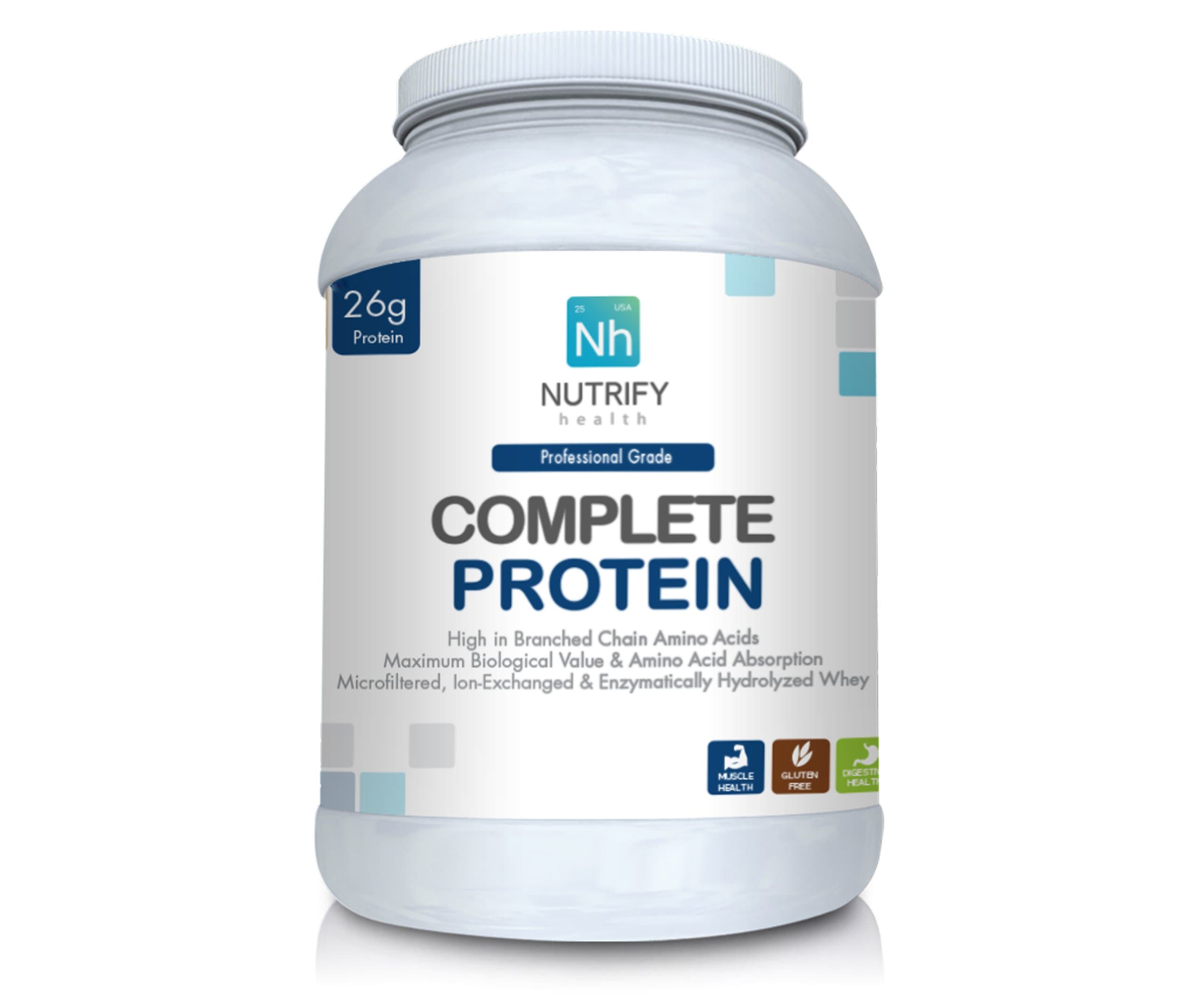 Complete Protein - Elite Whey Protein Isolate Formula, 26g of Protein per Serving, 2 Pound Container (Natural Vanilla) by Nutrify Health