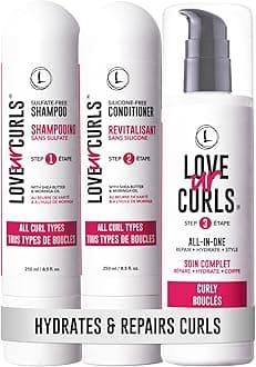 Shampoo & Conditioner Set with All in One Curl Cream Styler for Curly Hair, 3 Step System for Repair and Moisturizing