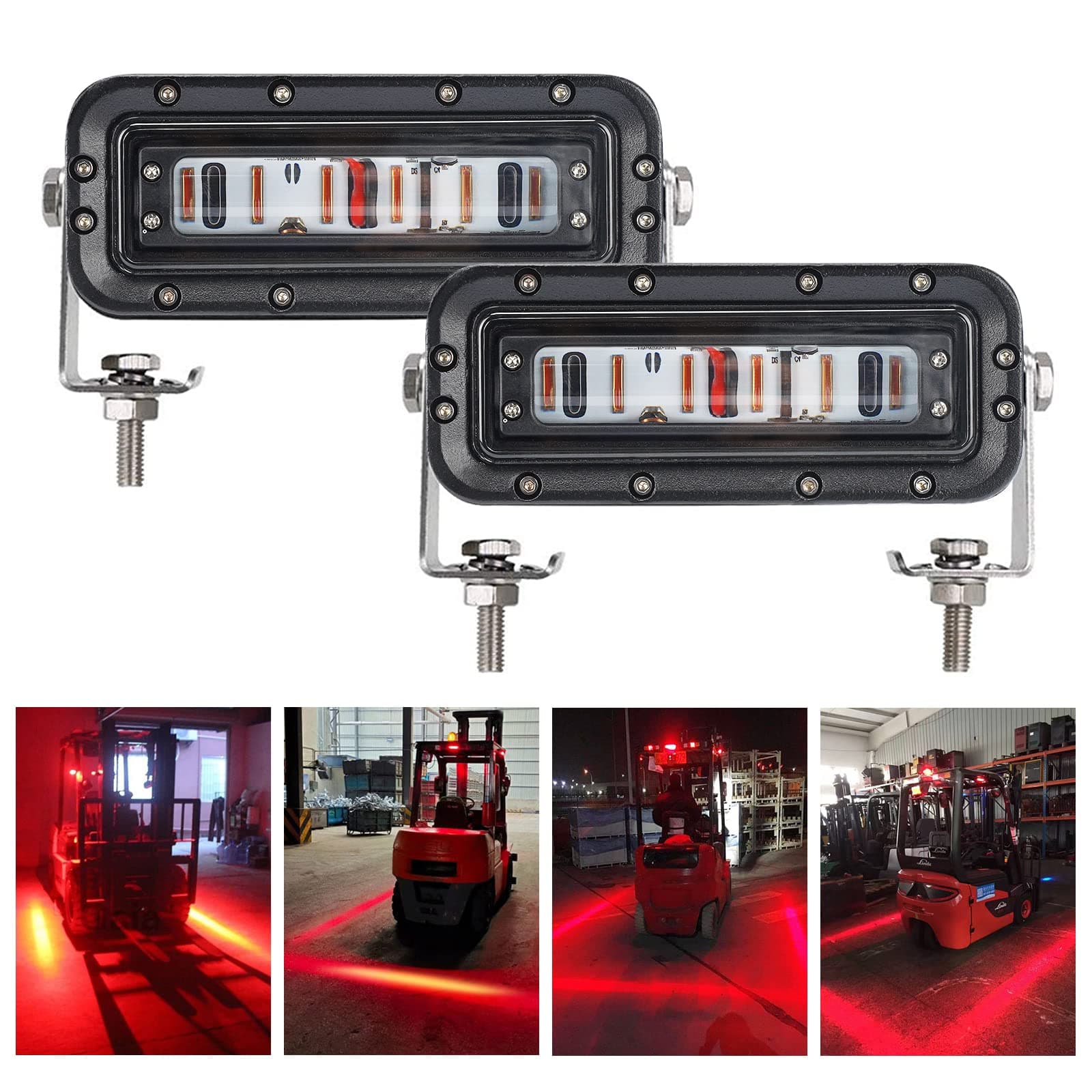 Forklift Safety Light LED, Red Zone Forklift Danger Zone Warning Light, Work light Warehouse For Forklift Truck Security Indicator Safety Light, Led Forklift Side-Mount Pedestrian Safety Light