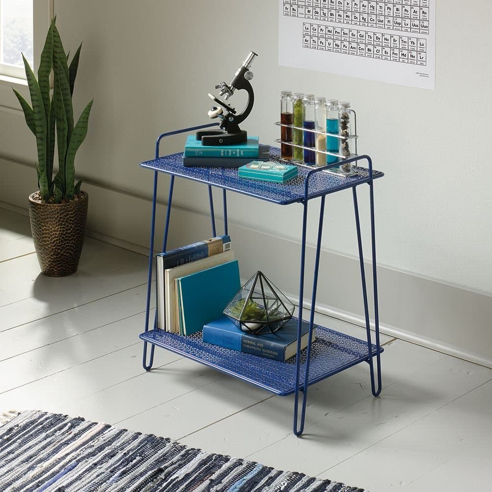 Eden Rue Two Shelf Rectangular Accent Table Dimensions: 20.74"W x 14.80"D x 23.74"H Weight: 19 lbs Blue Metal