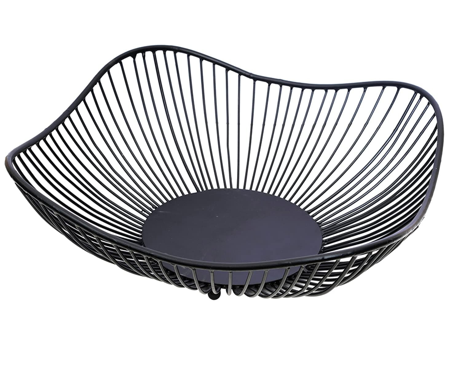 Nestroots Fruit Basket Kitchen Stand vegetable basket rack stand for kitchen | Round Net baskets for storage Metal basket fruit stand storage baskets for kitchen Wave Design (BLACK)