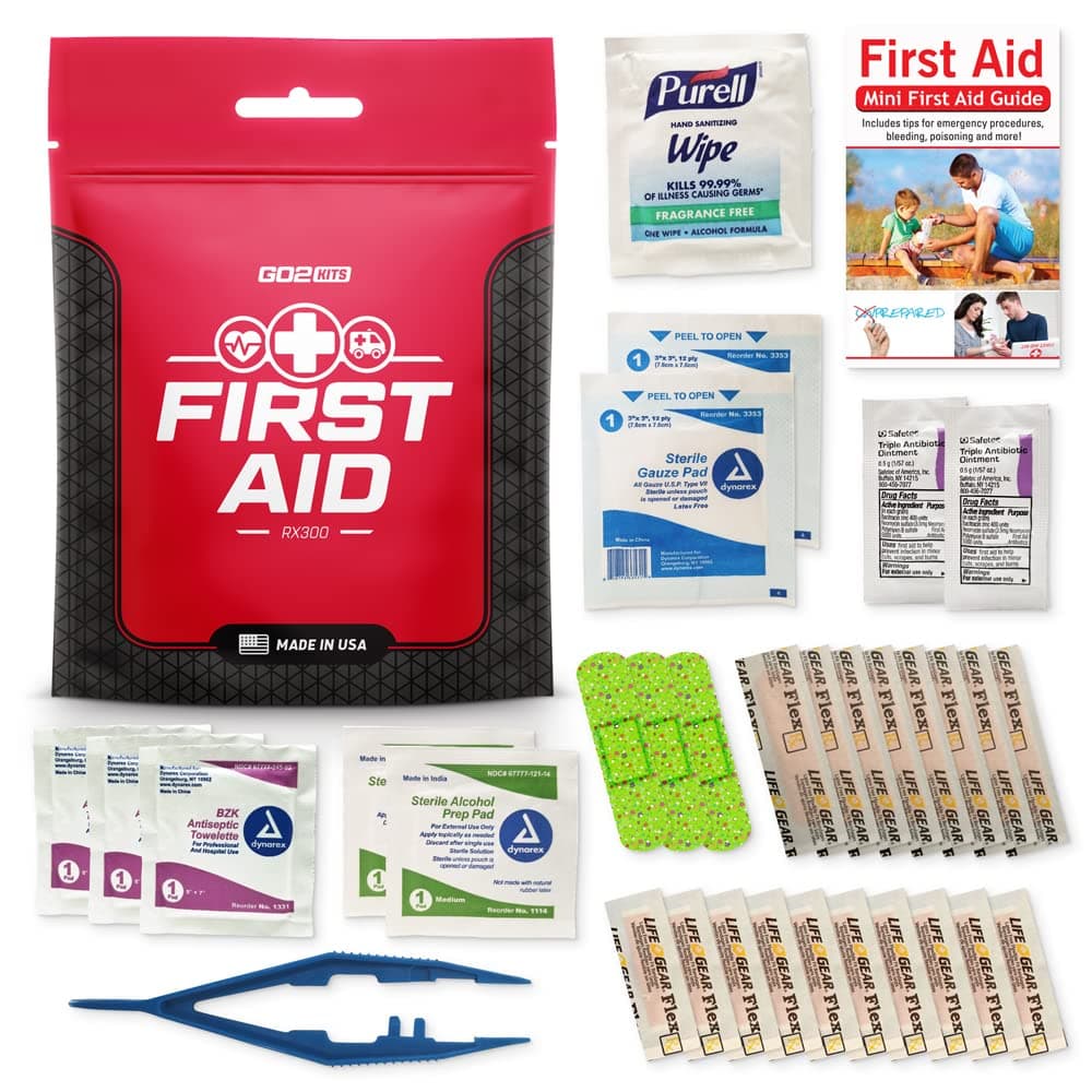 Essential 34-Piece First Aid Kit: Compact, Portable Safety Set with Bandages, Gauze, Tweezers, Ointments & More for Home, Office, Travel - Ideal Emergency Care Pack for Minor Injuries (RX300)