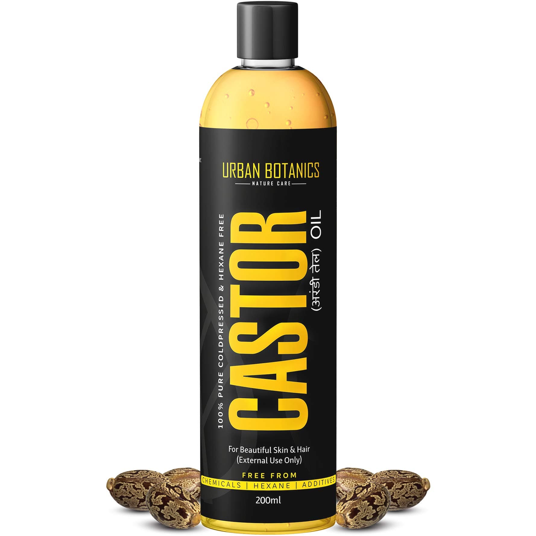 Urbanbotanics Urbanbotanics Cold Pressed Castor Oil For Hair Growth, Skin Care, Moisturising Dry Skin, Nails, Eyelash - Virgin Grade - Organic - 200ml