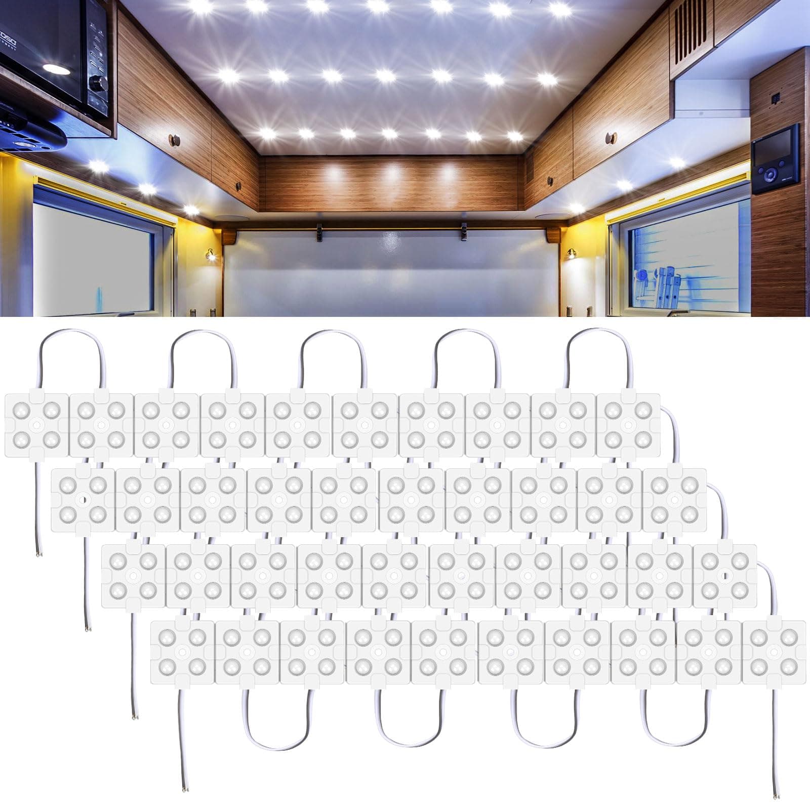 Linkstyle12V 160 LEDs Van Interior Light, Super Bright Dome Lamp for Car, Trailer, RV, and Christmas Decor (40 Modules)