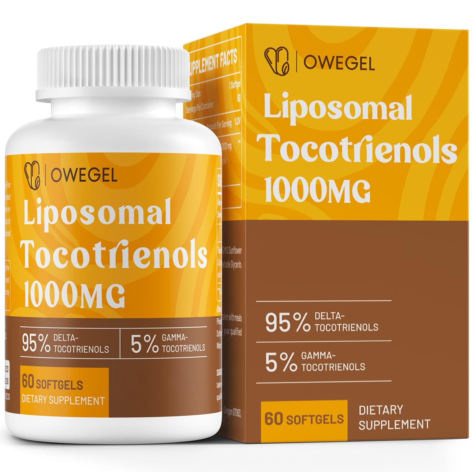 Liposomal Vitamin E Tocotrienols 1000mg - High Potency Tocotrienol Supplements,95% Delta & 5% Gamma Tocotrienols Capsules