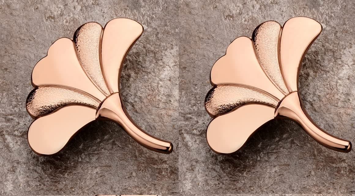 JWL Rose Gold Finish Knob Flower Drawer Pull Set of 2 Knobs for Drawer & Cabinets 2 Pcs