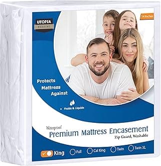 Utopia Bedding Premium Zippered Mattress Encasement (Fits 14 Inches Mattress, King) - Waterproof and Bed Bug Proof Mattress Protector - Six-Sided Mattress Cover
