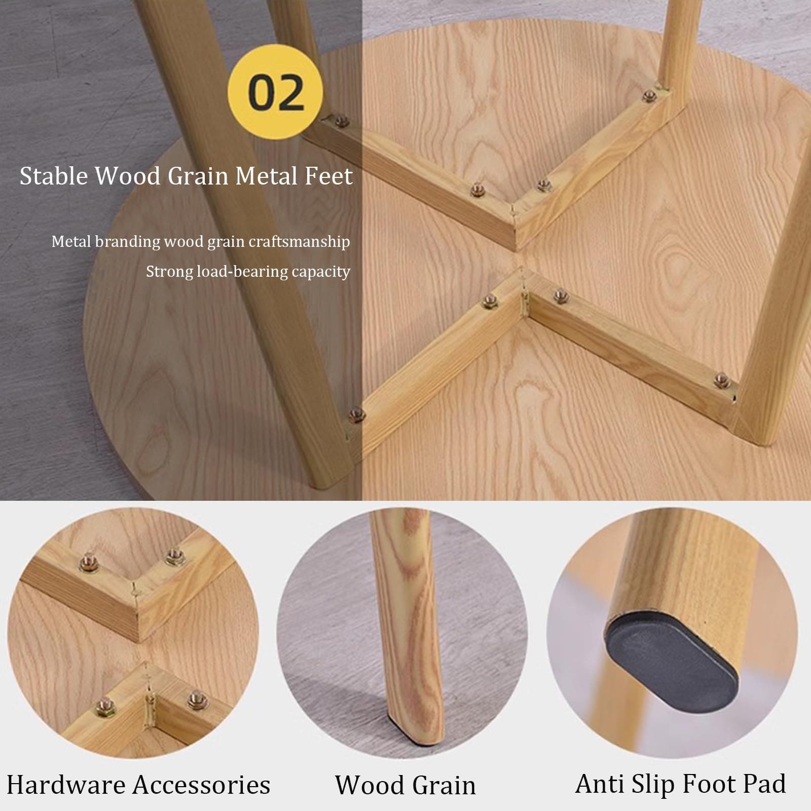 SUZEPER Round Kitchen Dining Table Set for 4, Space Saving Table and Chairs Set with Thick Tabletop 4 Upholstered Chairs, Dinning Room Modern Casual Coffee Table Set(D 31.5inch/80cm, PU Light Coffee)