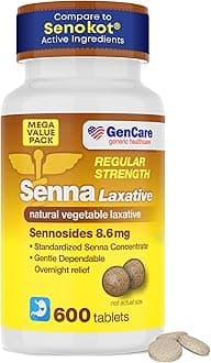 Senna Laxative 600 Tablets Senna 8.6mg Tablets with Natural Sennosides | Laxatives for Constipation, Bloating, Gas & Irregularity Relief. Safe & Effective | Generic for Senokot