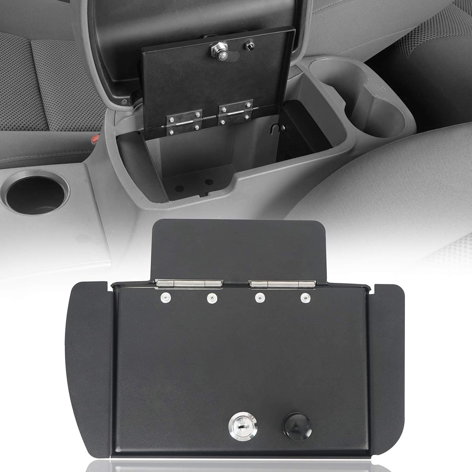 Hooke Road Tacoma Center Console Safe Lockbox Extra Storage Compatible with Toyota Tacoma 05-15 2nd Gen Pickup Truck
