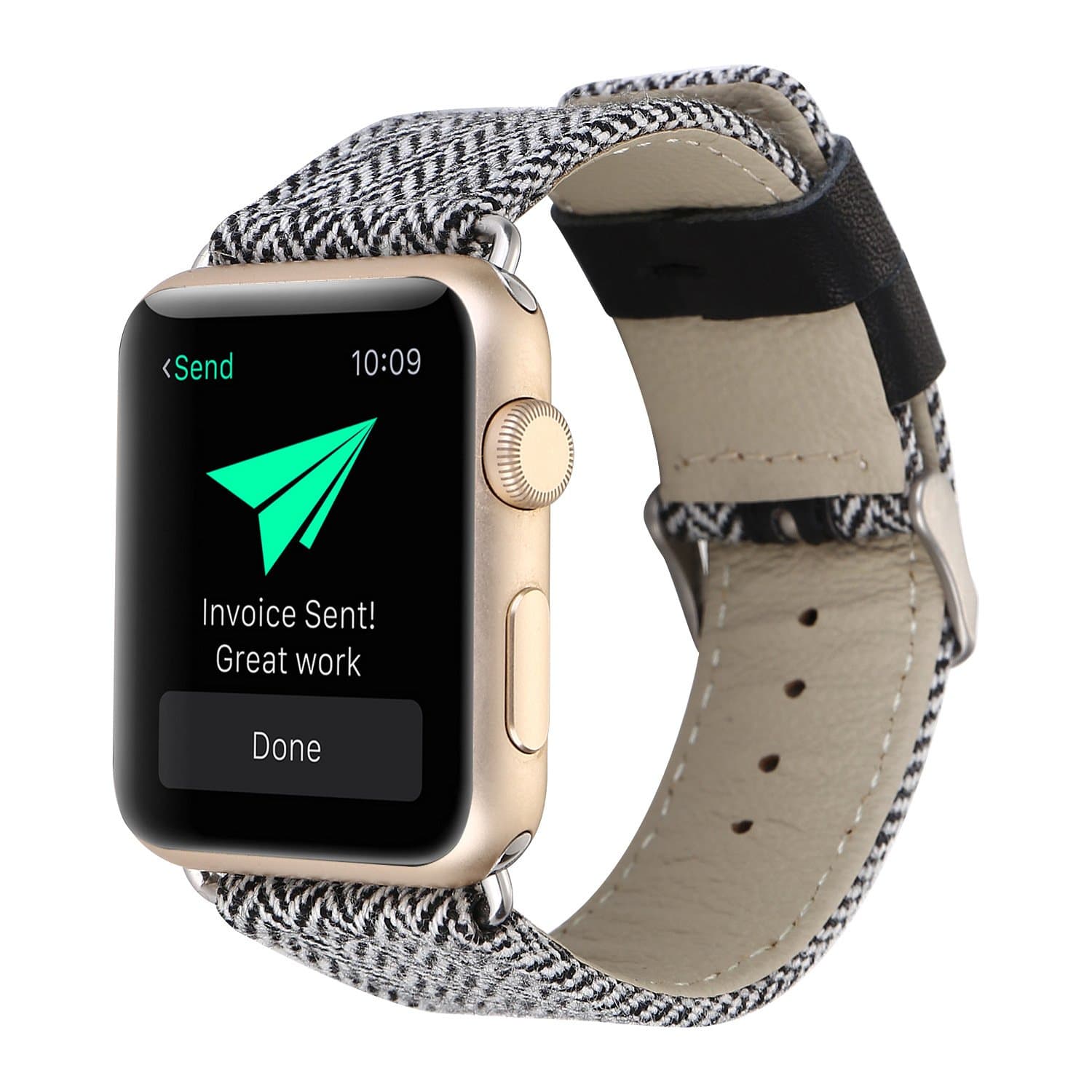 WonderKathy Stripe Pattern Canvas Woven Fabric Compatible for Apple Watch Band 38mm with Adjustable Metal Clasp Compatible for Watch Series 3, 2, 1, Sport &Edition