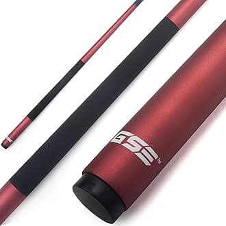 GSE Games & Sports Expert 58" 2-Piece Fiberglass Graphite Composite Billiard Pool Cue Stick for Men/Women, Billiard Cue Stick for House or Commercial/Bar Use (Matte Red, 18oz)