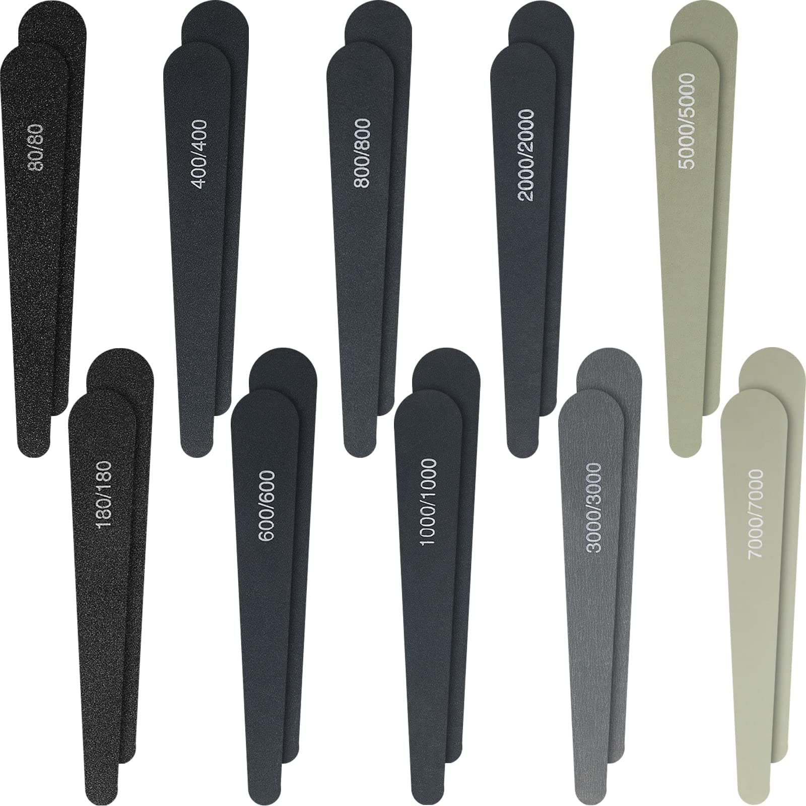 Honoson 20 Pcs Sanding Sticks for Plastic Models 3D Print Polishing Sticks Assorted Metal and Wood Sanding Tools Accessory for Model Craft Amateur Beginner(Low Grits Rating,Water Drop Style)