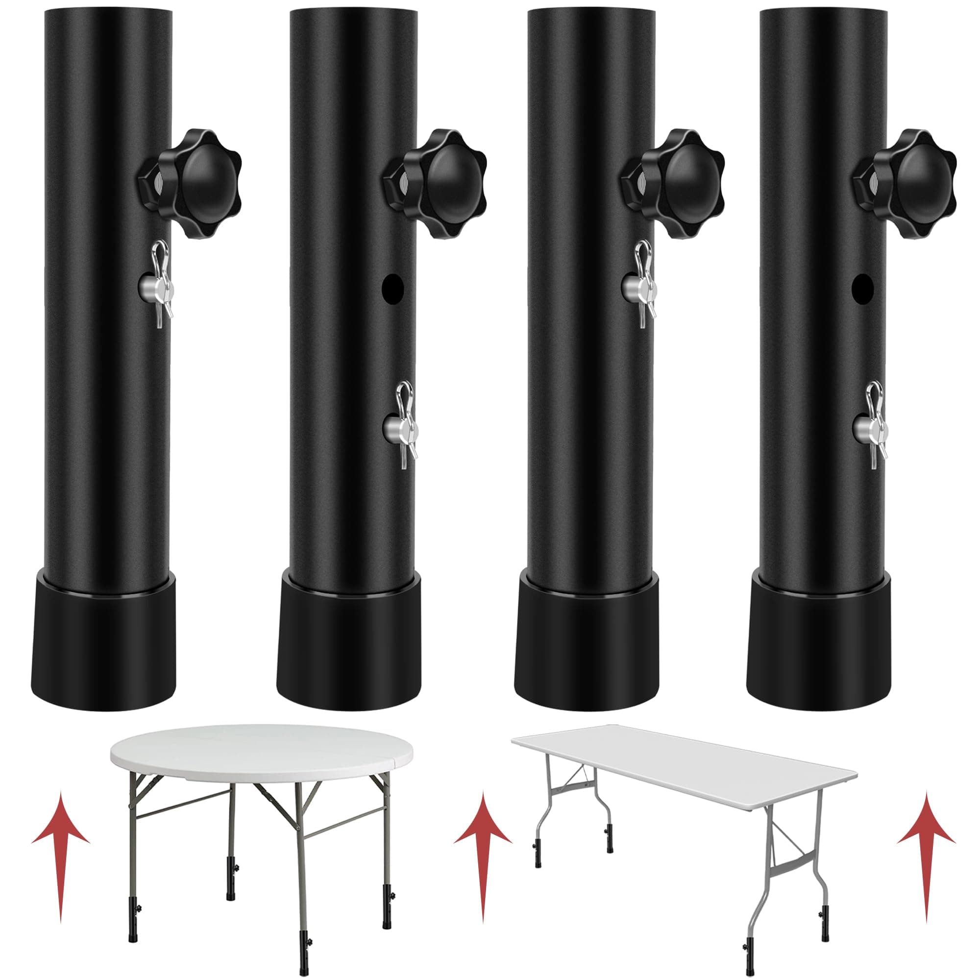 8 PCS Folding Table Leg Extenders, 2 Levels Adjustable Height Folding Table Leg Risers, Heavy Duty Metal Desk Leg Extensions, Rise Table Height 3.6in | 5.2in