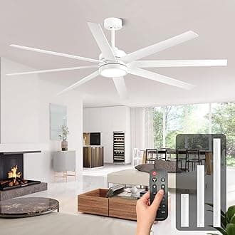 Conciseer Modern Ceiling Fans with Lights, 72 Inch Ceiling Fan with Remote for Living Room Kitchen Library Cafe Outdoor/Industrial Use,24W 3CCT 8 Blades 6 Speed Reversible Quiet DC Motor, White
