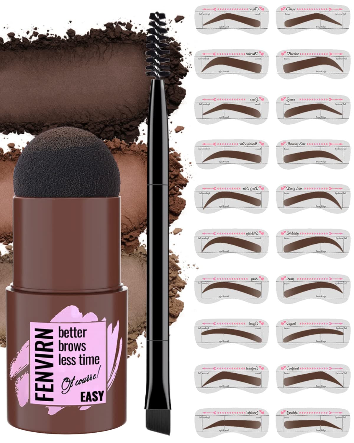 Eyebrow Stamp Stencil Kit, Eye Brow Stamping Kit for Creating Perfect Brow in Seconds, Long-Lasting and Waterproof