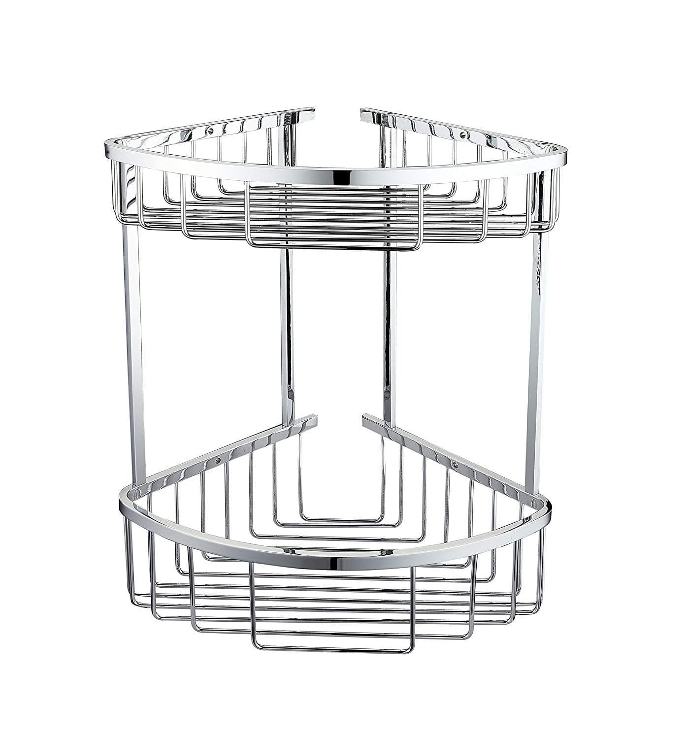 Double Corner Wire Shower Caddy Shelf Basket Rack Soap Shampoo Organiser Solid Brass