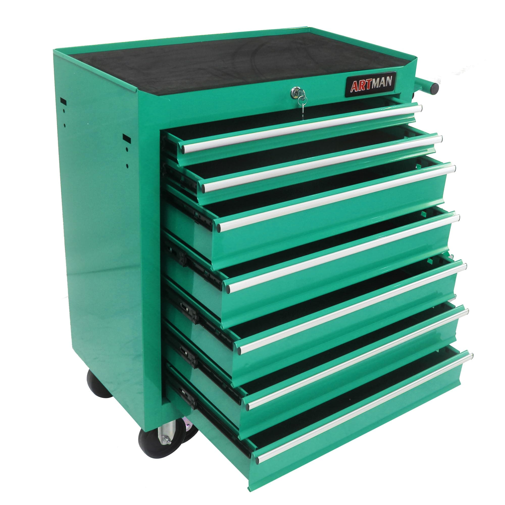 Rolling Tool Chest with 7-Drawer Tool Box with Wheels Multifunctional Tool Cart Mechanic Tool Storage Cabinet for Garage, Warehouse, Workshop, Repair Shop (Green)