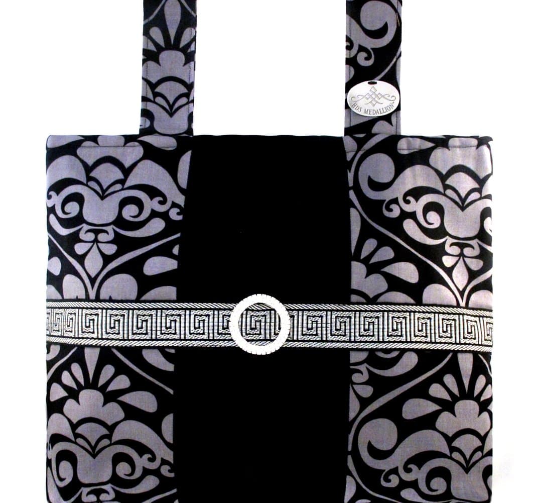Silver & Onyx Damask - Sophisticated, Functional Walker Bag with Bling