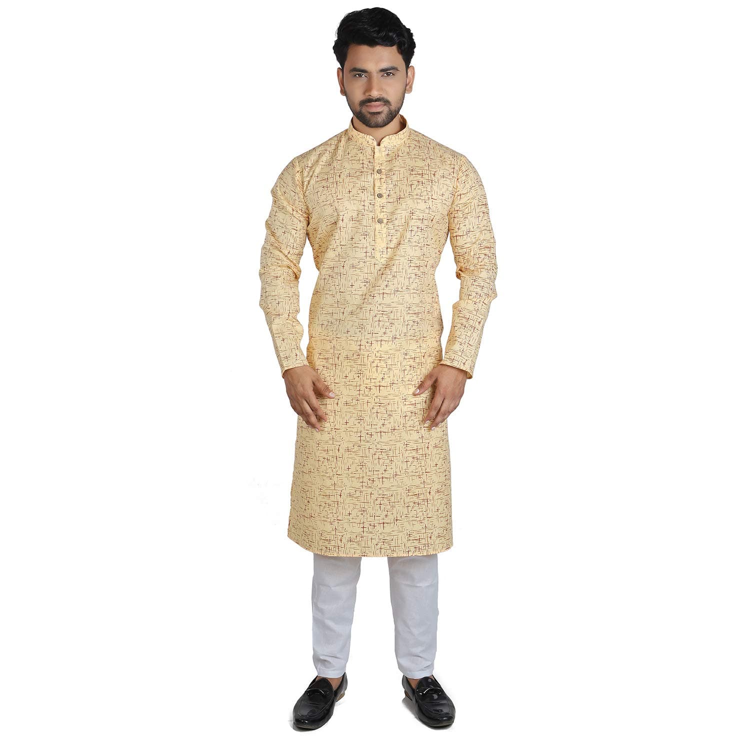 Men's Magic Printed Slub Kurta Pyjama Set  Men's Magic Printed Cross Kurta Pyjama Set  Men's Cotton Slub Kurta Pyjama set (38, Light Green)  Men's Jai Dark Pink Cotton Khadi Embroidered Long Kurta