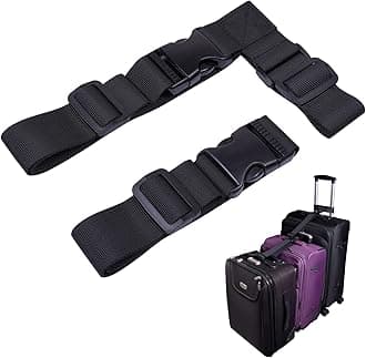 2 Pcs Add a Bag Luggage Strap, Heavy Duty Adjustable Suitcase Belt Travel Attachment Travel Accessories for Connecting Your Luggage Together - Black (T-Type and Normal)