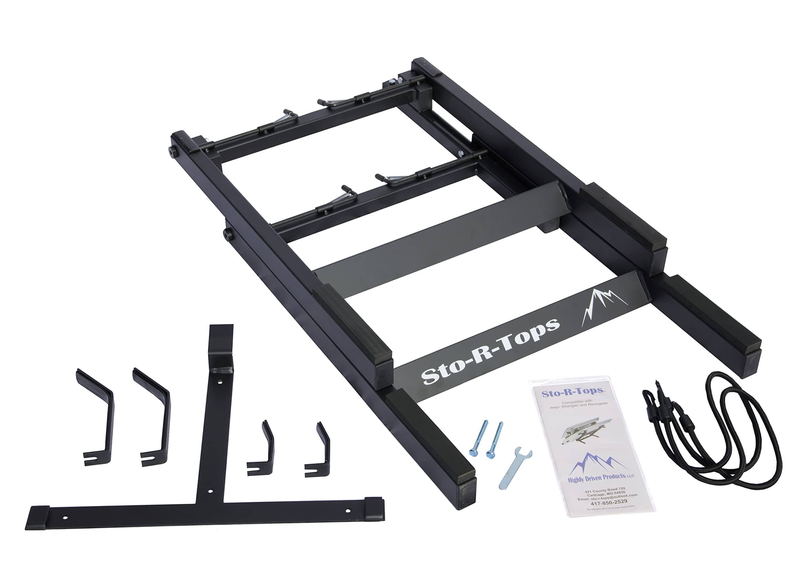 STO-R-Tops- Hardtop Panel 3-in-1 Storage Rack for Jeep Wrangler (2-Door & 4-Door), Ford Bronco 2022 (Raptor & Everglades) & Renegade Freedom Sunroof T Top SRT