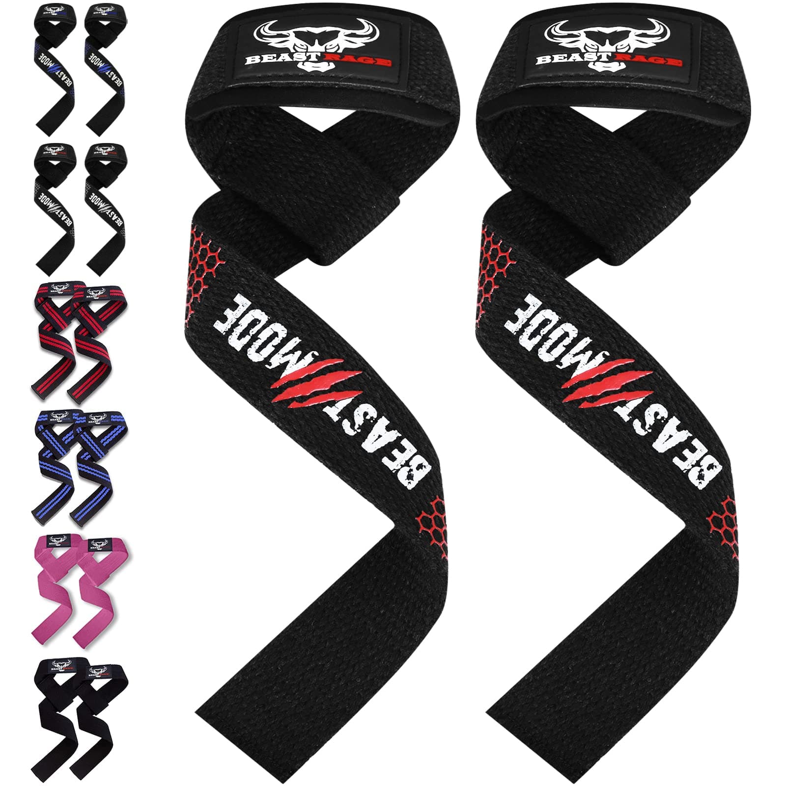 BEAST RAGE Weight Lifting Straps: RNV Gym Workout Support | Lifting straps for gym | wrist supporter for gym | deadlift strap | gym accessories | gym straps | gym hand belt | (Weightlifting-BRbr-4)