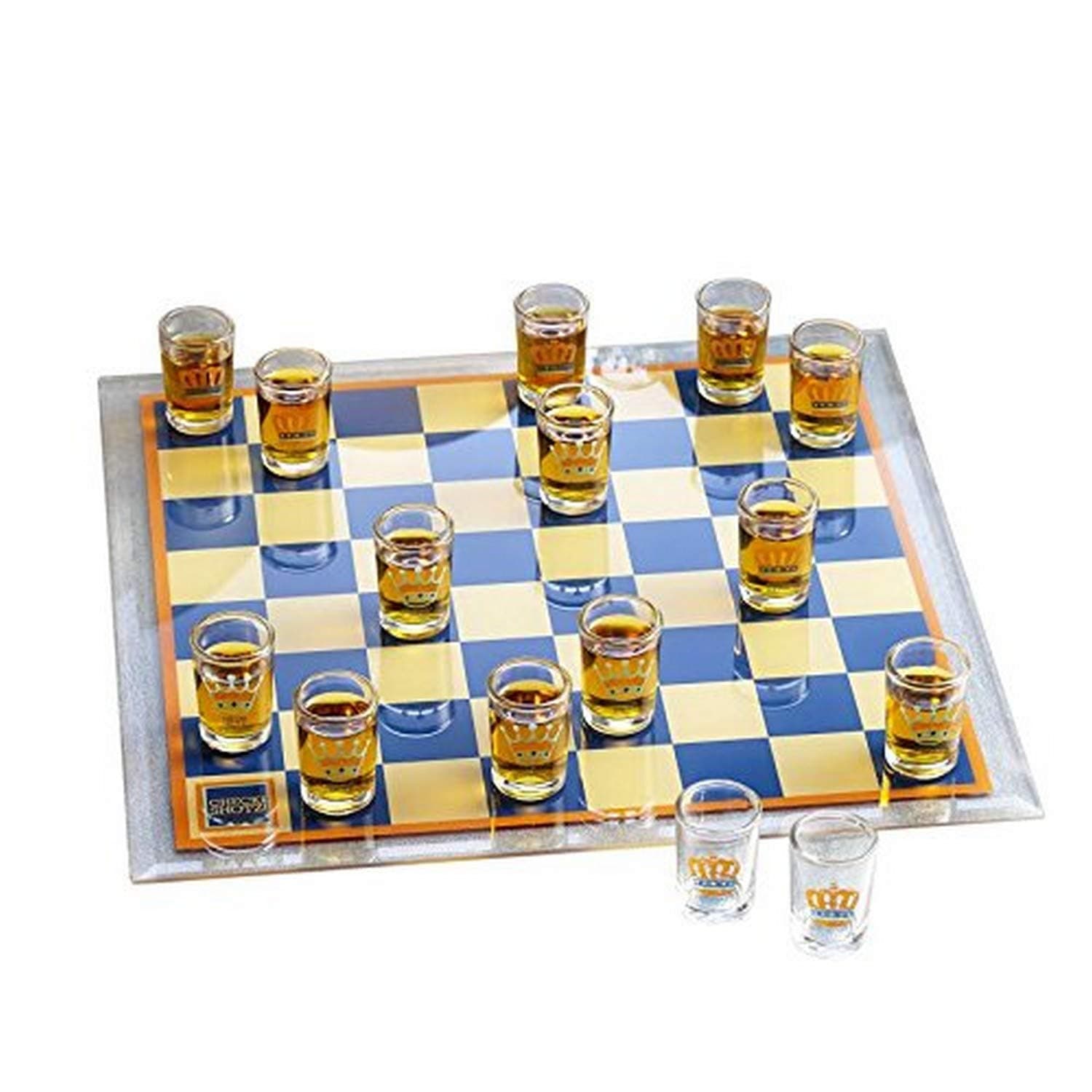 Game Night Checkers Shot Glass Drinking Game Set, Clear -