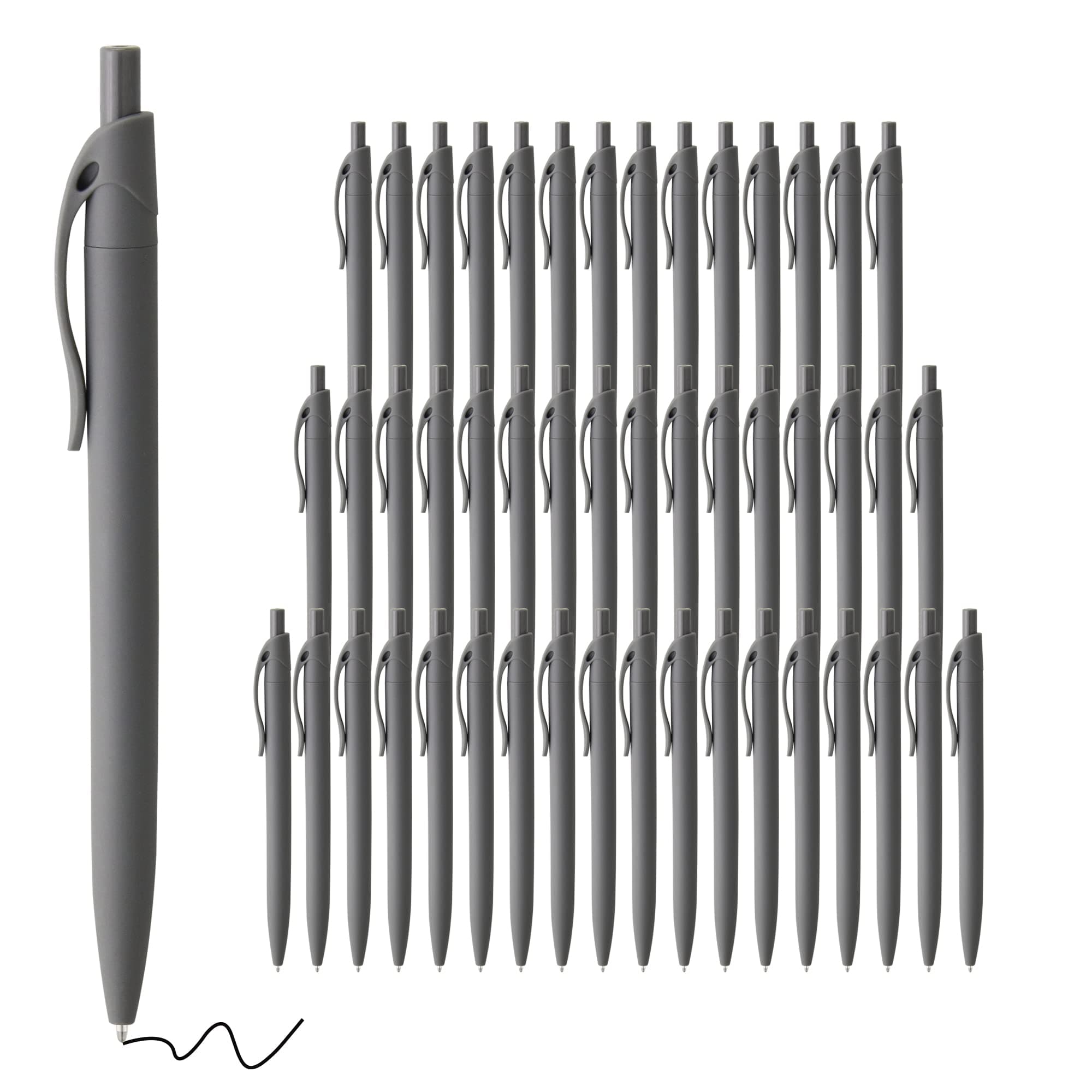 deegtran Pens Bulk, 50 Pack No Bleed Grey Barrel Black Ink Click Pens, Wholesale Retractable Ballpoint Pens, Pen Medium Point, Smooth black Ink Pen, 1.0MM