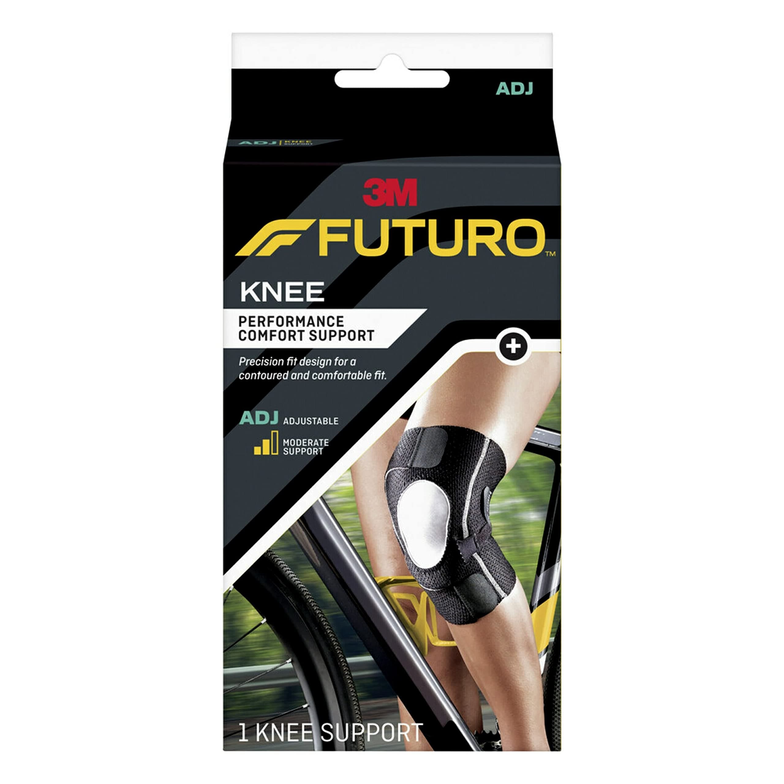 Performance Compression Knee Support, Ideal for Everyday Activities, One Size - Black