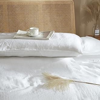 HYPREST 100% French Linen White Body Pillow Cover, Stone Washed Flax Linen Body Pillow Cover 20x54, Super Soft Breathable Cooling Moisture-Absorbing Bed Pillow Cover Envelope Design