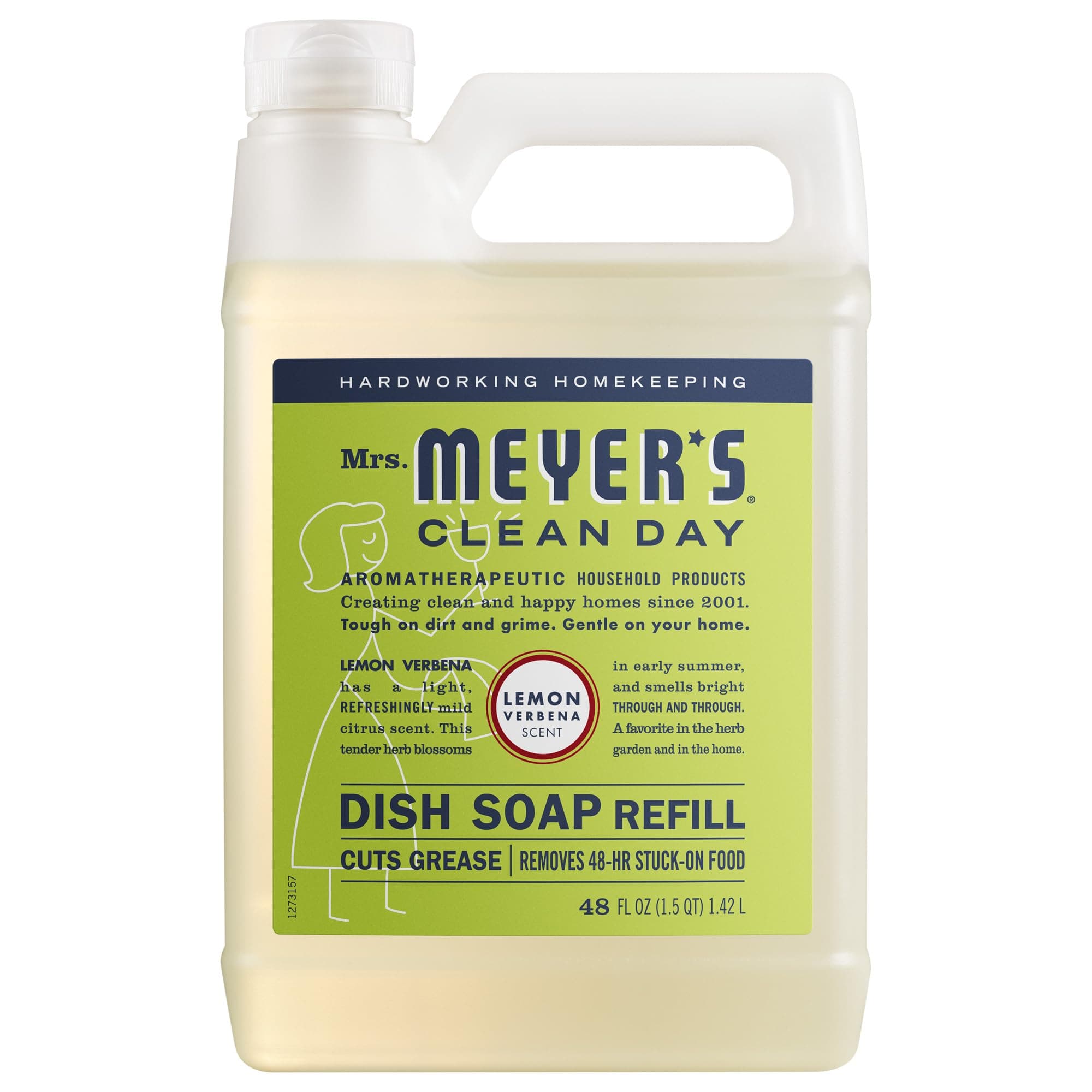 MRS. MEYER'S CLEAN DAY Liquid Dish Soap Refill, Biodegradable Formula, Lemon Verbena (48 Fl Oz (Pack of 1))