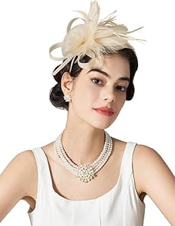 SWEETV Tulle Fascinators for Women, Tea Party Hats for Kentucky Fascinators Derby, Cocktail, Wedding, Fancy Dress Party