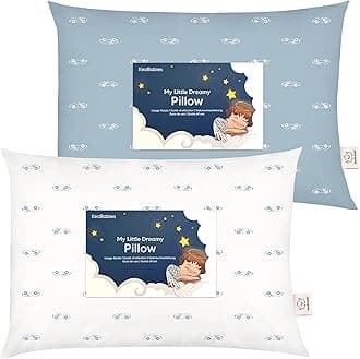 Pack Of 2 Toddler Pillows 33 X 45 Cm - Soft Organic Cotton Pillow Children For Sleeping Small Children'S Toddlers (Roadsters)