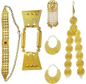 Gold Color Red Stone Women Eritrean Traditional Wedding Jewelry Sets