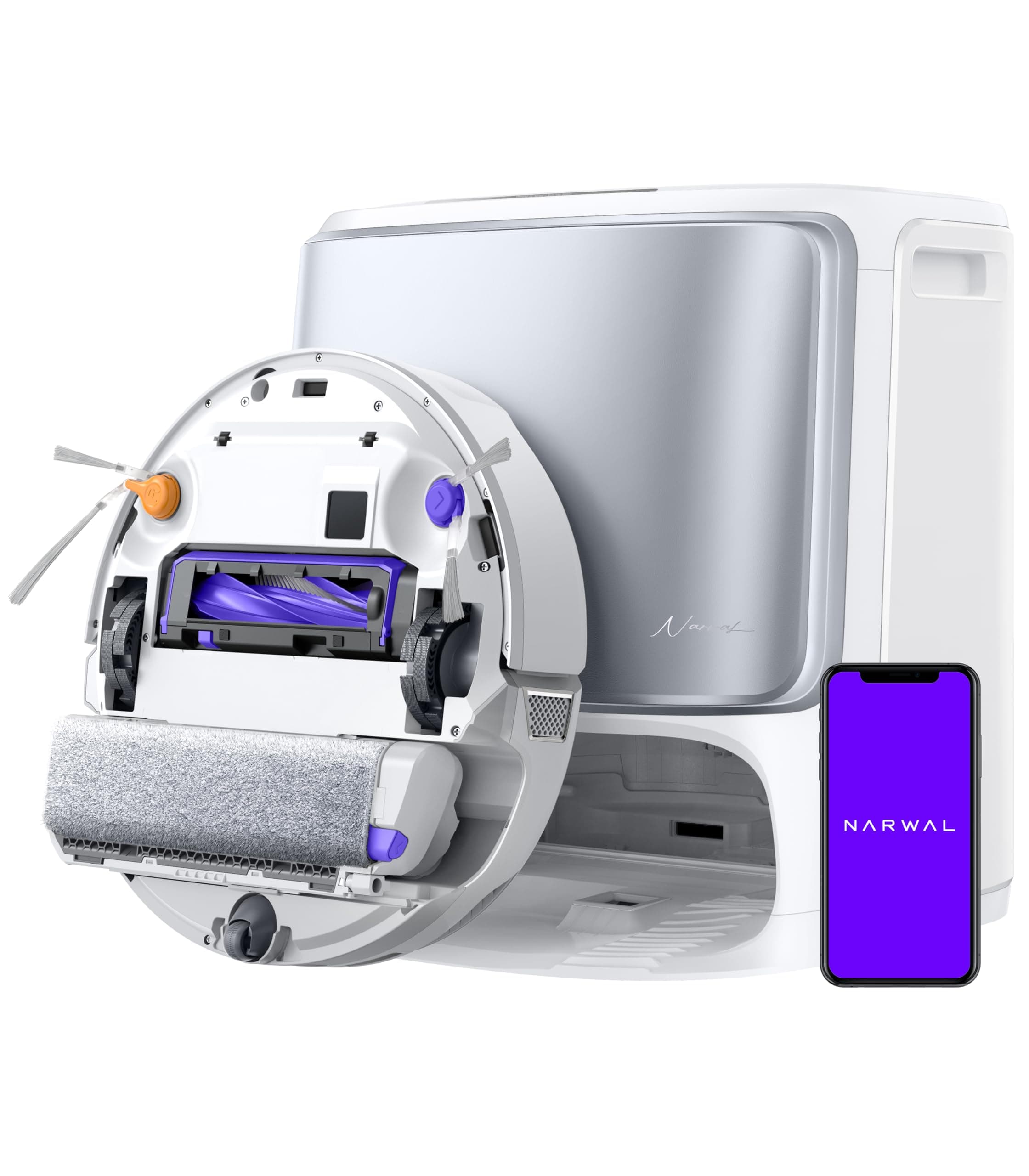 Flow Robot Vacuum and Mop Combo, FlowWash Real-Time Self-Cleaning Track Mop, 22,000 Pa Suction, Dual-Camera AI Obstacle Avoidance, Carpet & Edge Cleaning, Self-Emptying Robot Vacuum,White