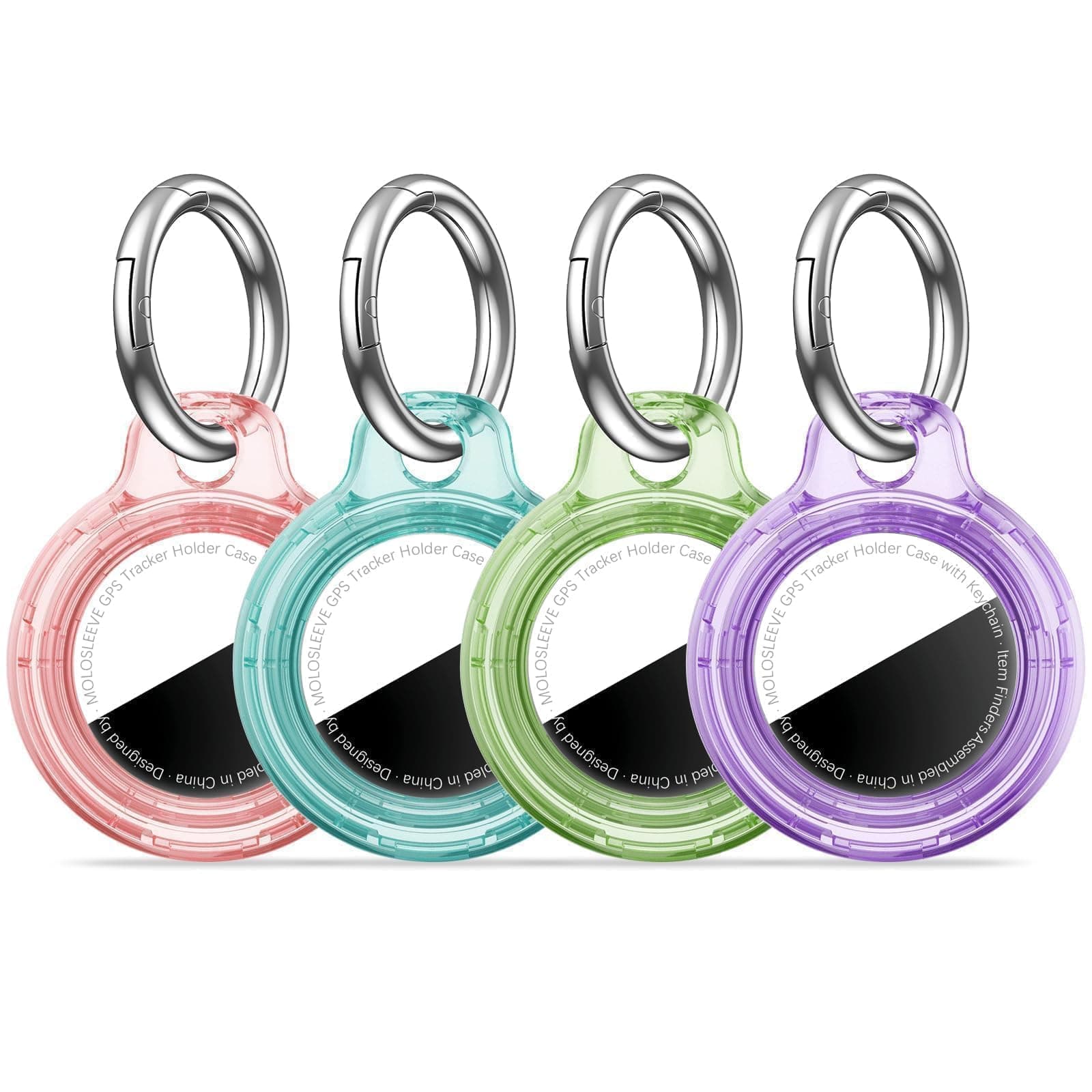 【4 Pack】 MOLOSLEEVE Airtag Holder Air Tag Case with Keychain, Anti-Scratch Airtags Key Chain for Apple Air Tags, Airtag Accessories for GPS Item Finder Tracker, Multicolor