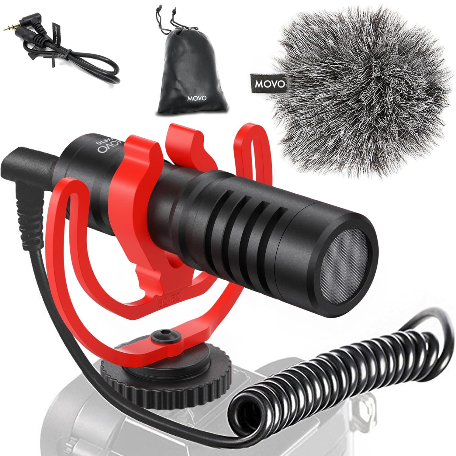 VXR10 Universal Video Microphone with Shock Mount, Deadcat Windscreen, Case for iPhone, Android Smartphones, Canon EOS, Nikon DSLR Cameras and Camcorders - Perfect Camera Microphone, Shotgun Mic