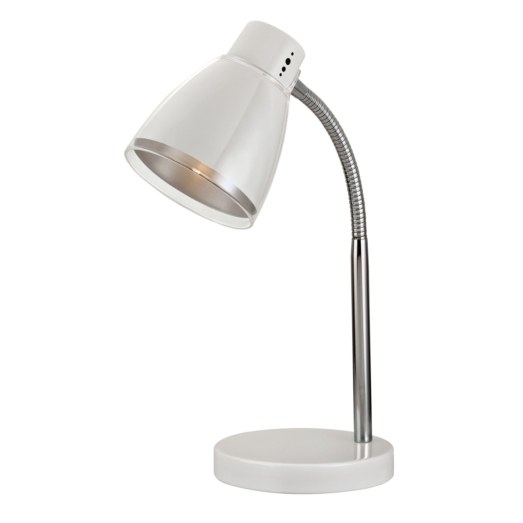 Light Accents Metal Desk Lamp - Table Lamp - Reading Light - Study Lamp - Dorm Room Lamp - College Lamp (White)