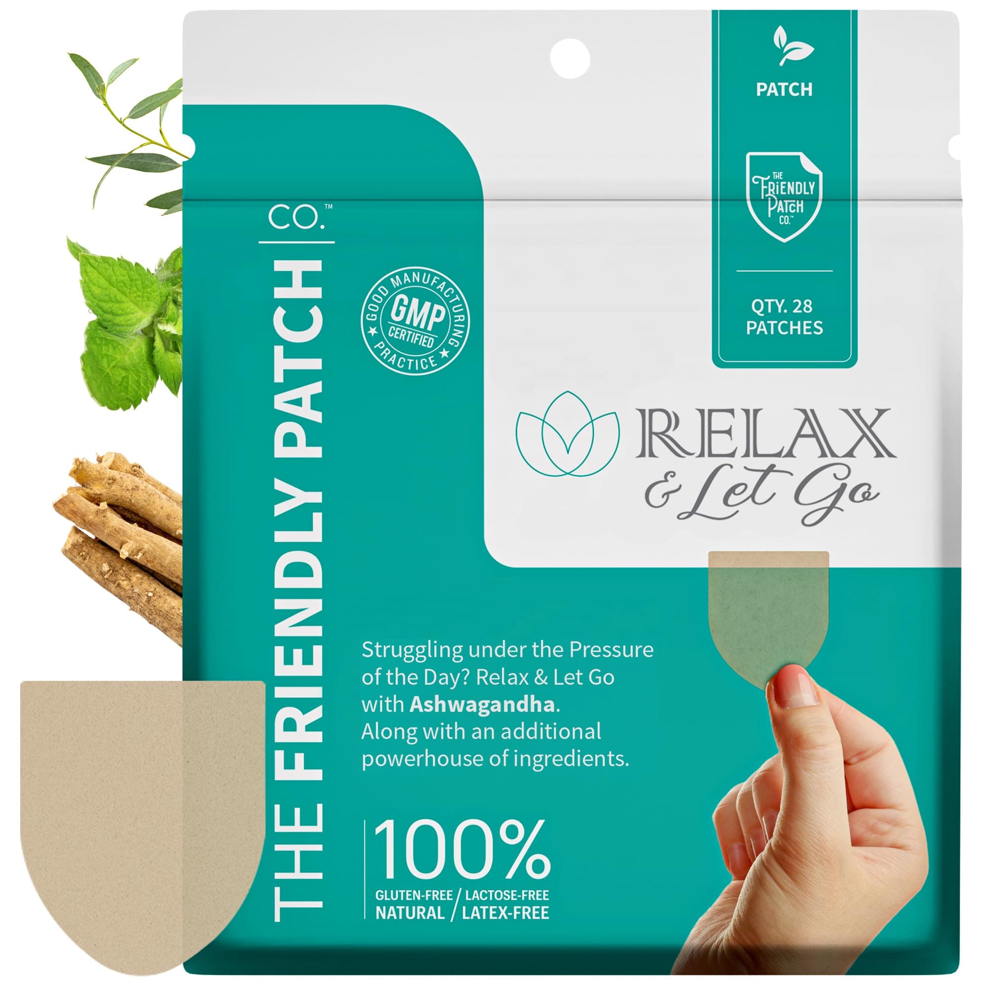 The Friendly Patch Relax & Let Go Patch - Calm Patches with Ashwagandha, GABA & Gotu Kola - Formerly Known as Zen Patches 28 Day