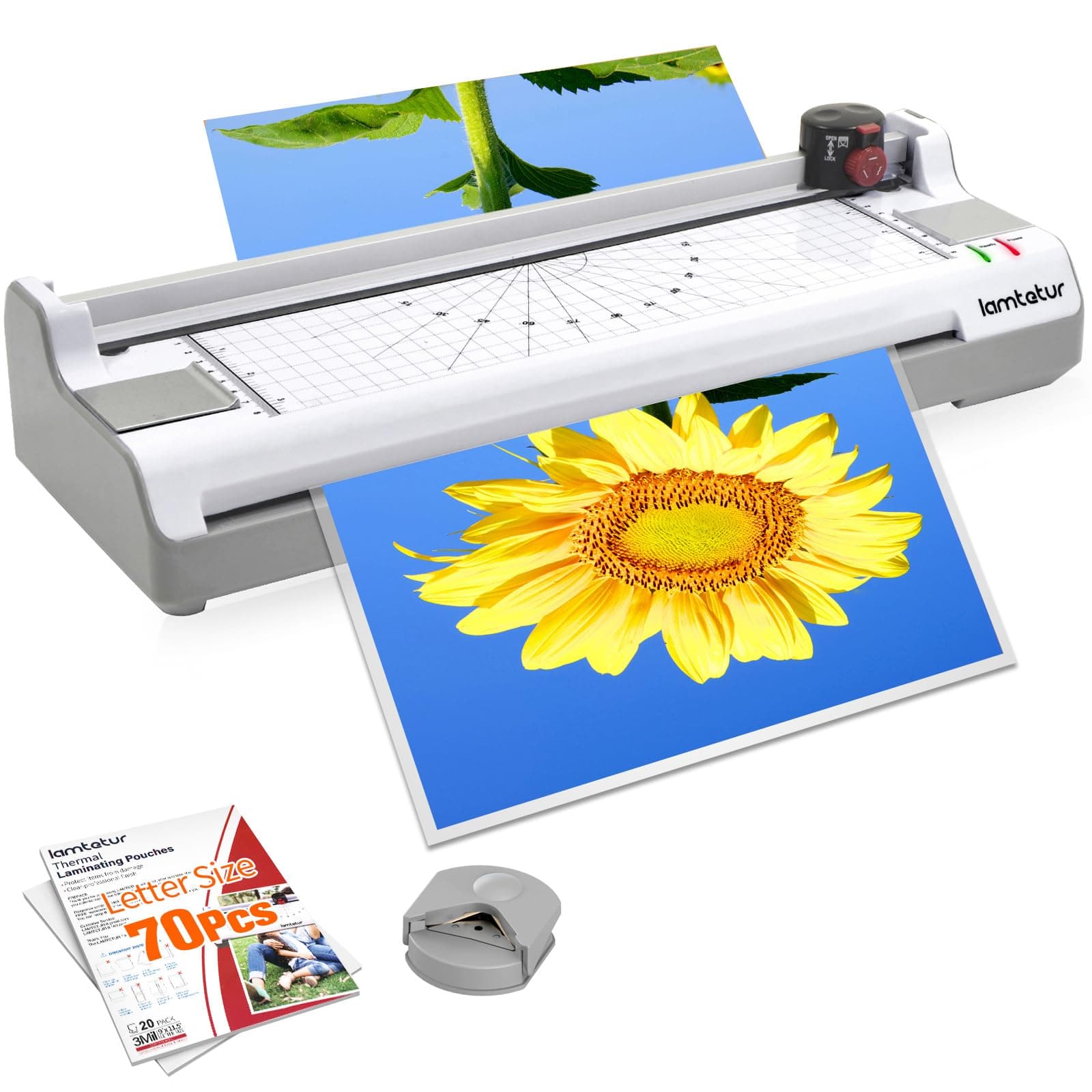 Laminator Machine 11X17 with 70Letter Size Laminating Sheets for A3/A4,13Inch Wide Thermal Hot&Cold 2Roller Lamination Laminated 3-5mil for Office Home School Teacher,with Paper Cutter,Corner Rounder