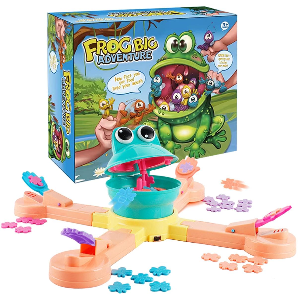 KEJIH Classic Feed Frog Board Game,Multiplayer Athletic Game,Frog Eating Bugs Game,Exercise The Speed of The Reaction Game,Surprise Exciting Family and Friend Party Games,Suitable for 3+ Boys ＆ Girls