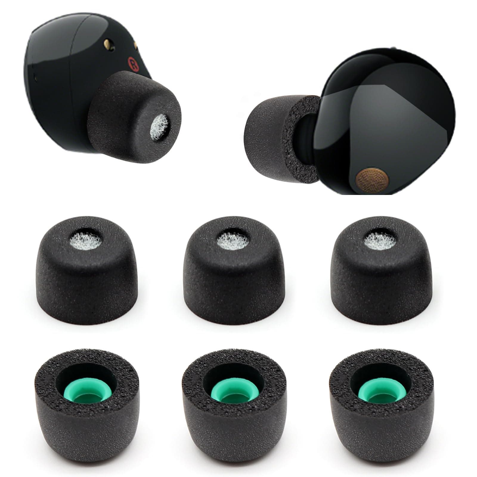 Memory Foam Eartips Ear Buds for Sony WF-1000XM6 & WF-1000XM5, Ear Tips Replacement Sony Ear Piece Foam Tips for WF-1000XM6/XM5/XM4 Fit Charging Case(Matt Surface, 3 Pairs, M)