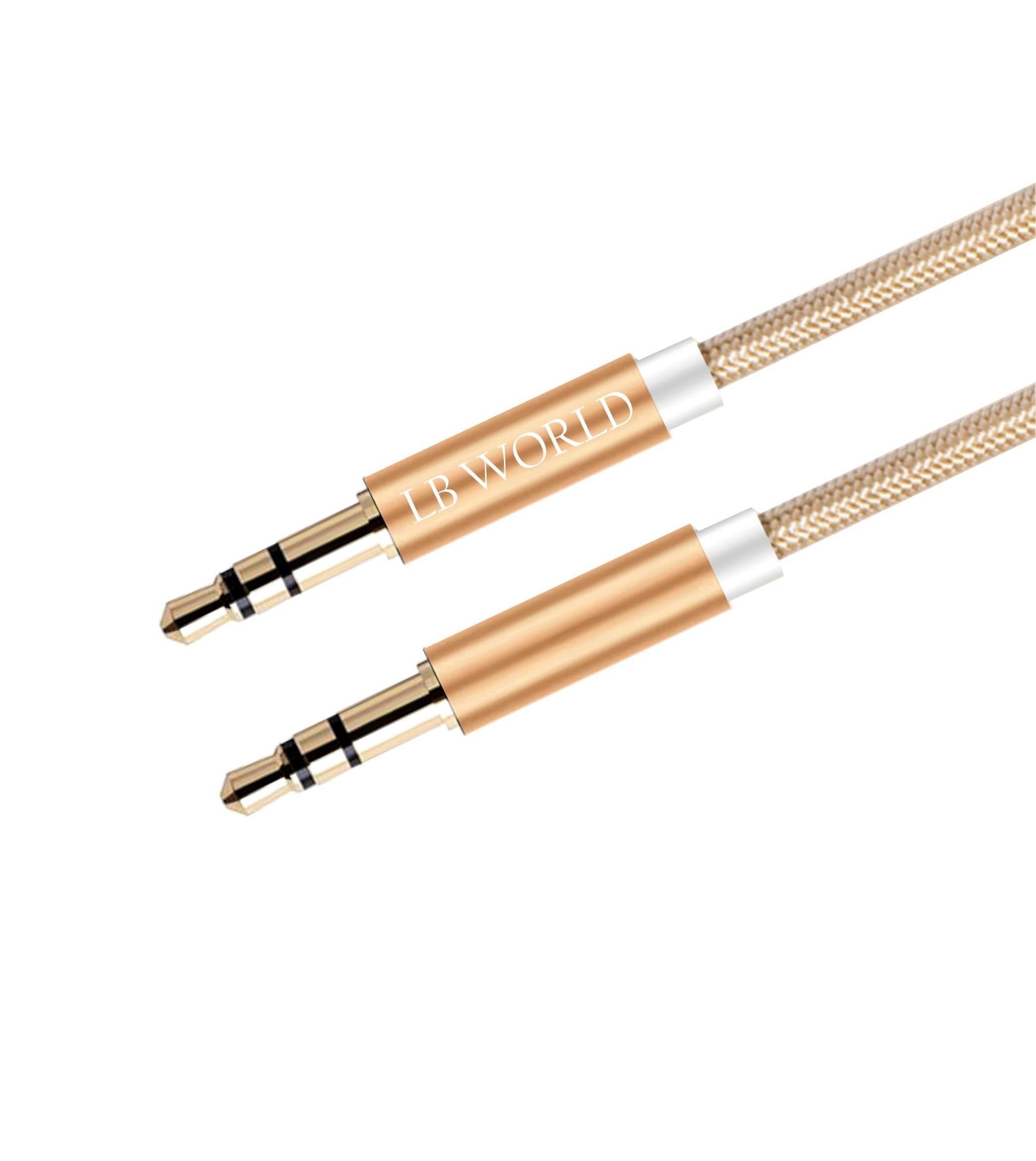 Aux Cable LB World Audio Cable 3.5mm to 3.5mm aux cable for car, iPhone in car Aux to Aux cable braided Universal Auxiliary cable for car by LB World