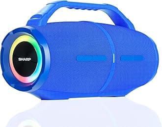 GX-BT490 Bluetooth Speaker with DSP Technology | Waterproof IP67 | 10 Hour Playtime | Light Effects | 120W Max Power with Deep Bass | True Wireless Pairing | Hands-Free Calling | Strap | Blue