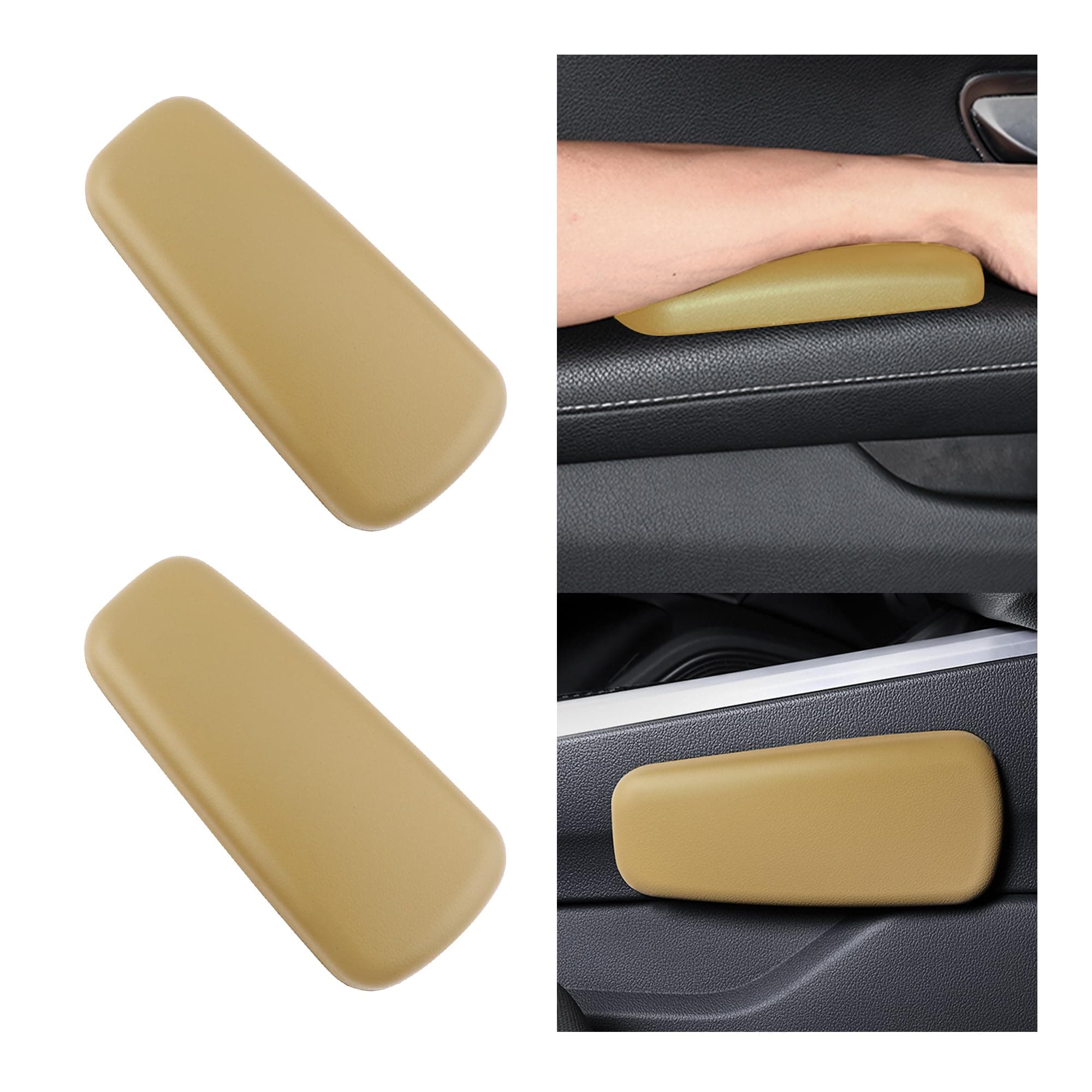 2PCS Elbow Pad Arm Rest for Car,Soft Leather Arm Rest Pillow with One-Piece Molding for Comfortable Support,Universal Car Accessories Car Knee Cushion Car Door Armrest Pads (Beige)