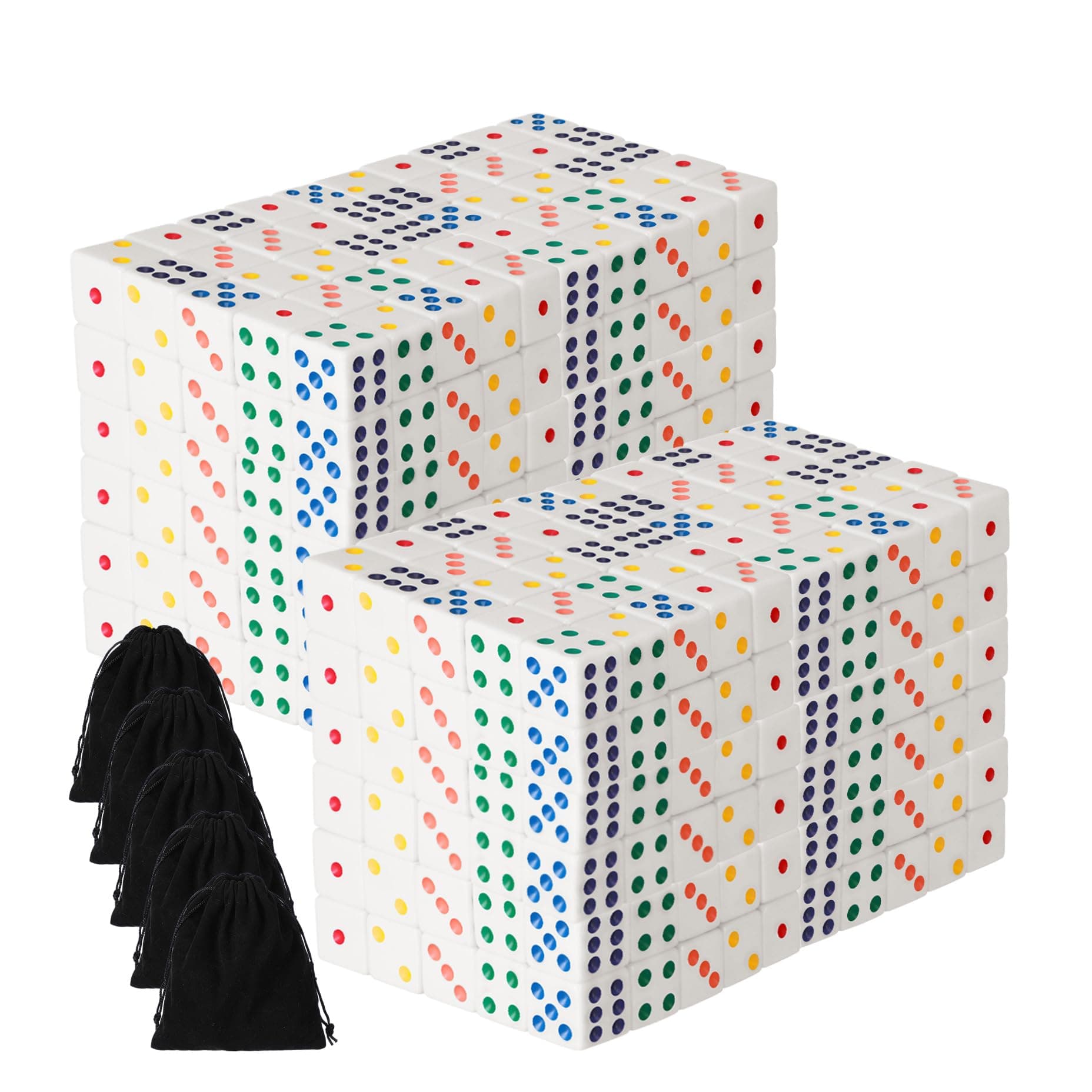 Simgoing 500 Pieces 16mm Dice Bulk 6 Sided Dice Set with 5 Pieces Drawstring Pouches Standard(Multi Colors)