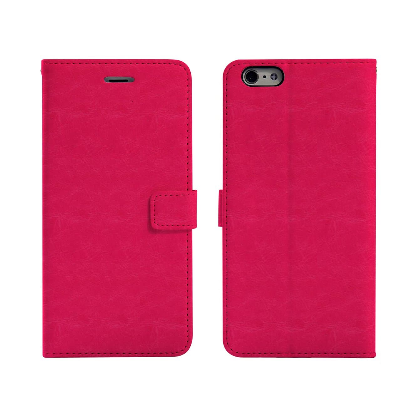 iPhone 6S Wallet Case,Hwisdom Genuine Leather iphone 6 Cold Holder Case Flip Cover with Screen Protector,Card Slot,Magnetic Closure,Kickstand for iPhone 6S 4.7 Inch and iPhone 6 - Red