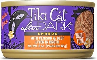 Tiki Cat After Dark Shreds Wet Cat Food, Venison & Beef Liver, 3 oz. Can (12 Count)