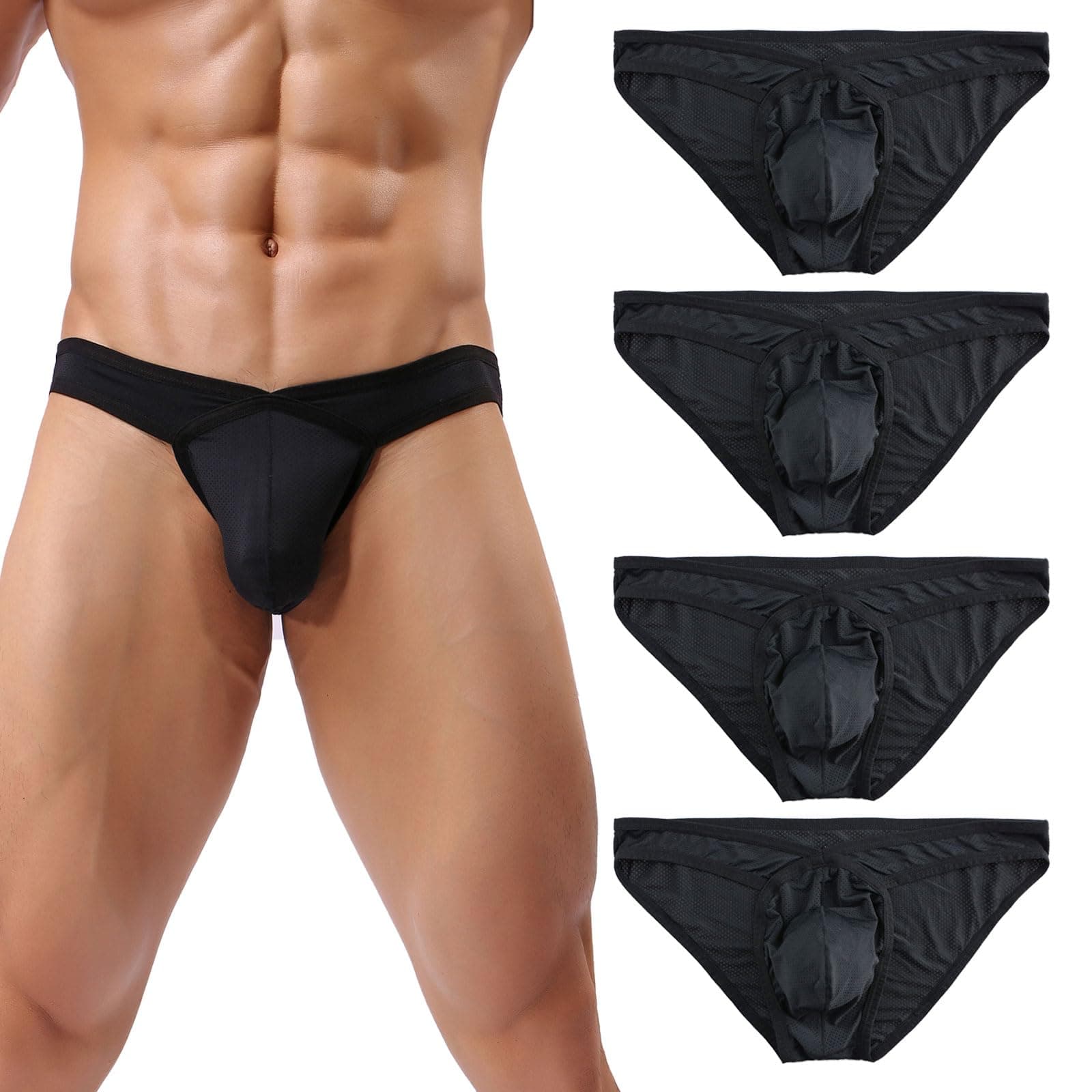Mens Sexy Micro Mesh Briefs Soft Breathable Bulge Pouch Underwear